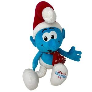 The Smurfs Macys Holiday 2010 Christmas Plush Santa Hat 21" SMURF964 Blue Toy
